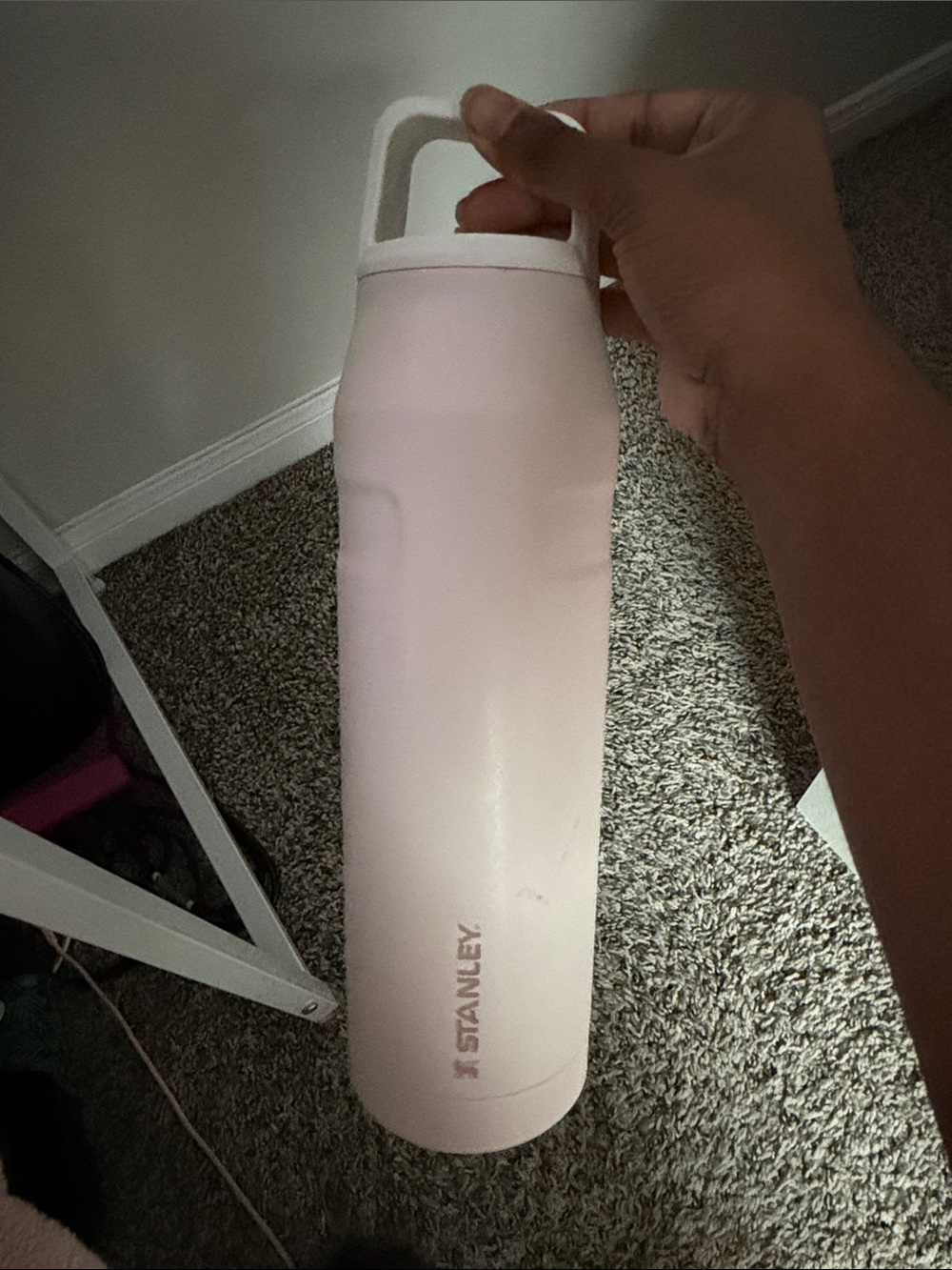 Stanley Powder Pink Insulated Bottle with White Handle